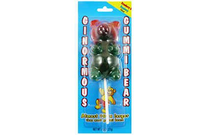 Strawberry & Raspberry Ginormous Gummi Bear on a Stick (227g)