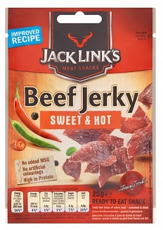 J Links Sweet & Hot Beef Jerky Clipstrip (12 x 25g)
