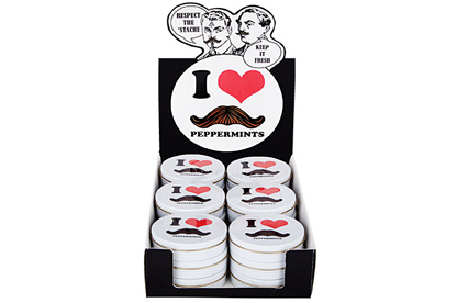 I Love Moustache Peppermints (Box of 18)