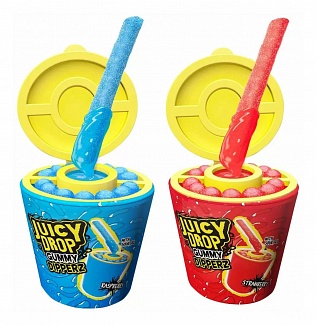 Bazooka Juicy Drop Gummy Dipperz Strawberry & Raspberry (16 x 8 x 96g)