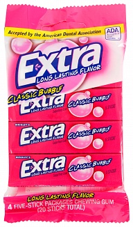 Classic Bubble Extra Gum (5 sticks) (Pack of 4)