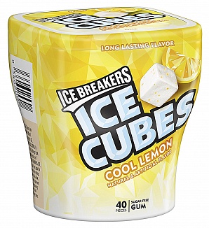 Cool Lemon Ice Breakers Ice Cubes Gum Bottle