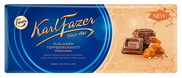 Fazer Milk Chocolate with Salty Toffee Crunch (200g)