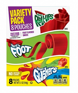 Fruit Roll-Ups Fruit by the Foot & Fruit Gushers Variety 8 Pack (8 x 144g)