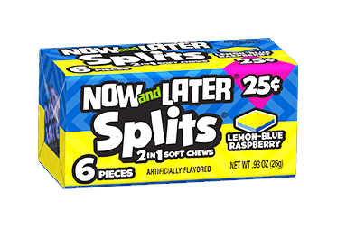 Now & Later Lemon-Blue Raspberry Splits (Box of 24)