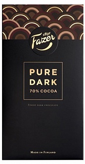 Fazer Pure Dark 70% Cocoa Dark Chocolate (16 x 95g)