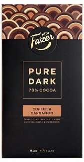 Fazer Pure Dark 70% Cocoa Coffee & Cardamom (16 x 95g)