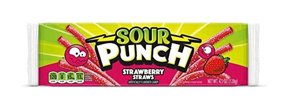 Sour Punch Straws Strawberry (24 x 128g)