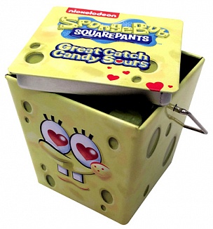 SpongeBob Great Catch Sour Candy Hearts Tin