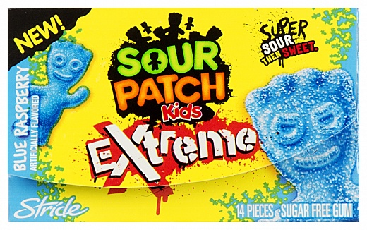 Stride Sour Patch Kids Extreme Blue Raspberry Gum (Box of 12)